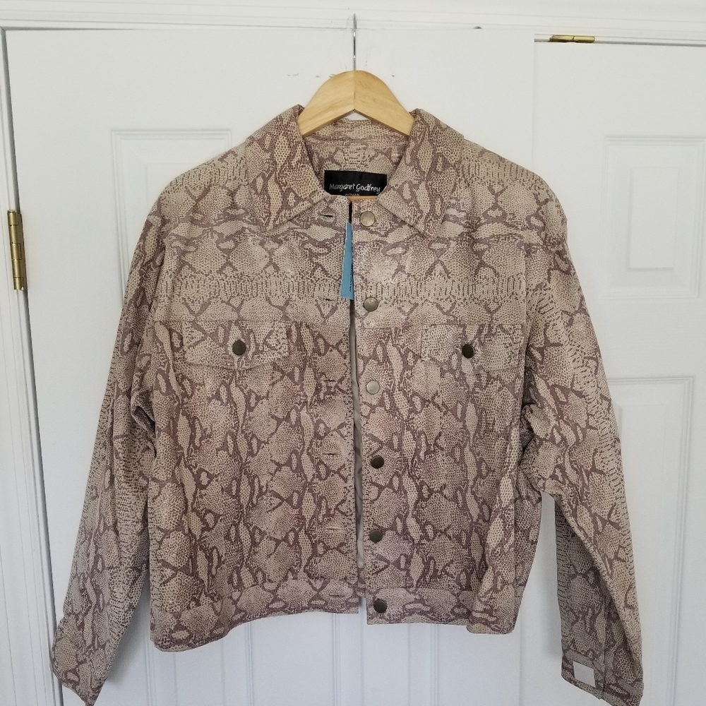 Margaret Godfrey Leather Snake Embossed Jacket in Lavender with tags. Size IX